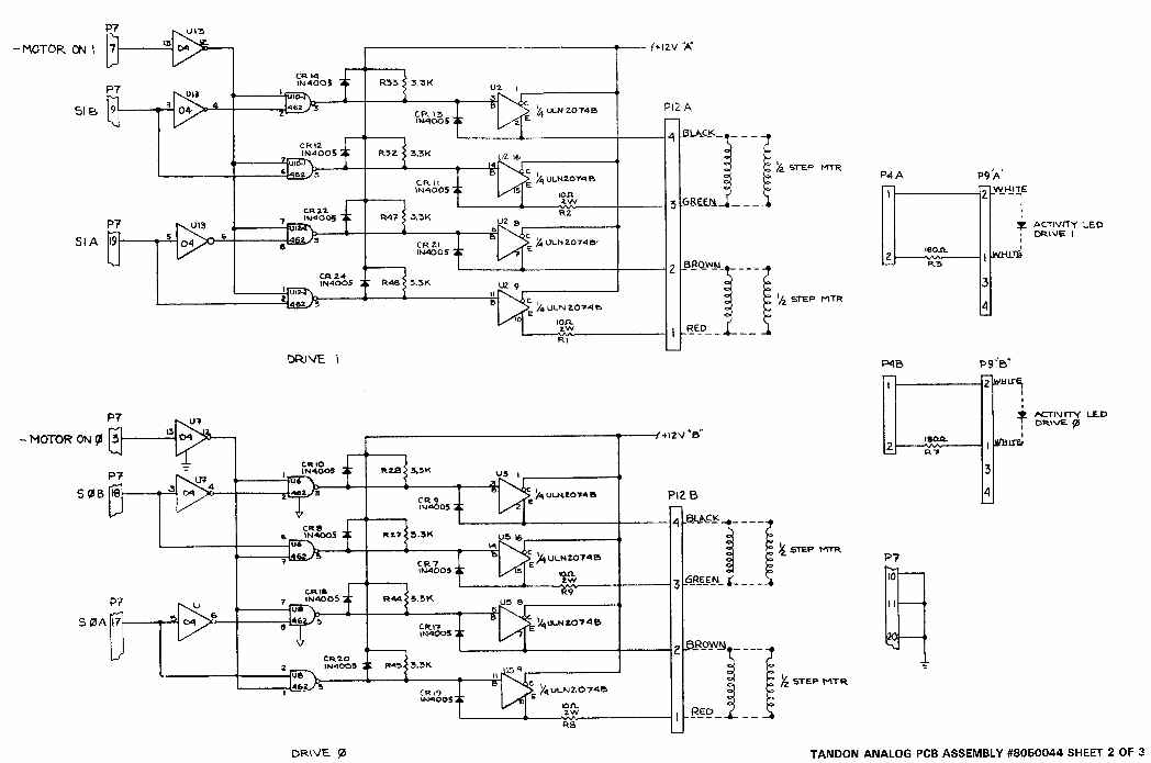 [Tandon analog PCB assembly #8050044 sheet 2 of 3]