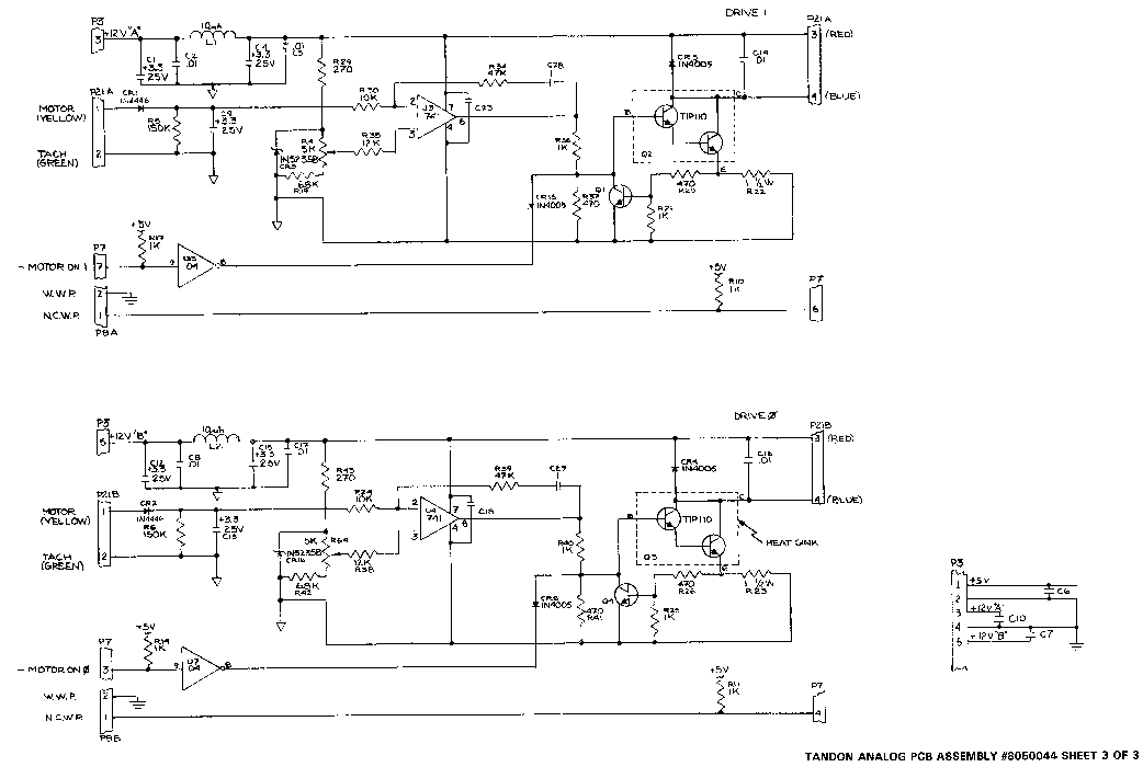 [Tandon analog PCB assembly #8050044 sheet 3 of 3]