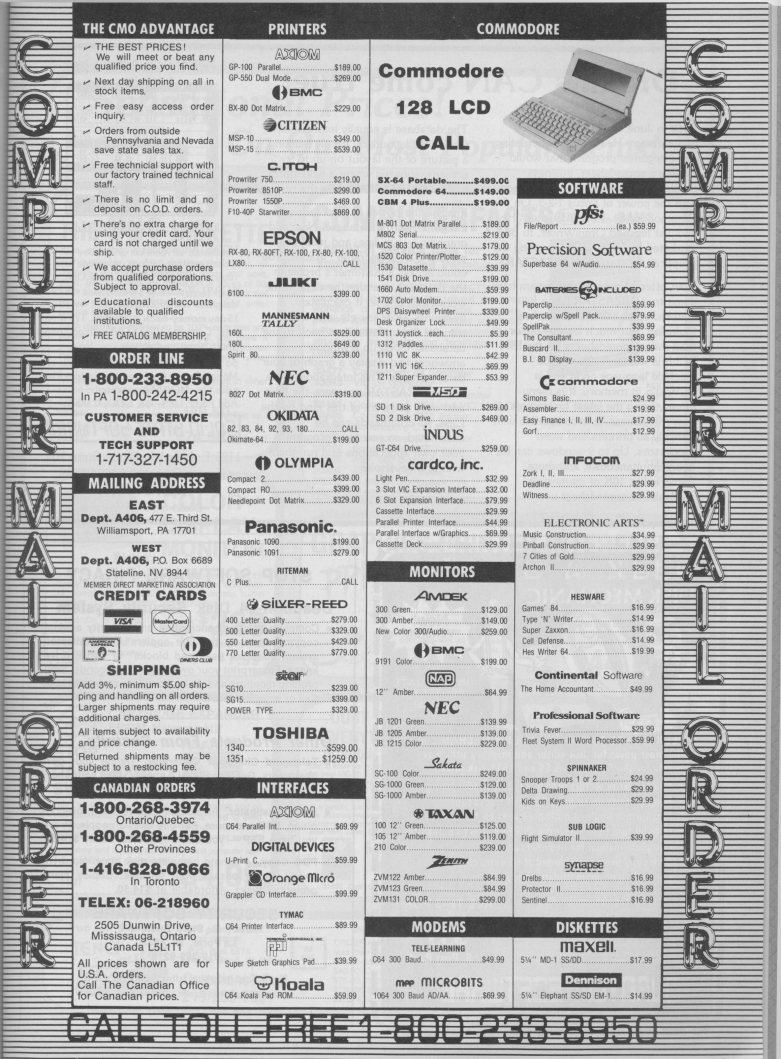 [An ad from COMPUTE!'s Gazette issue 24 (April 1985)]